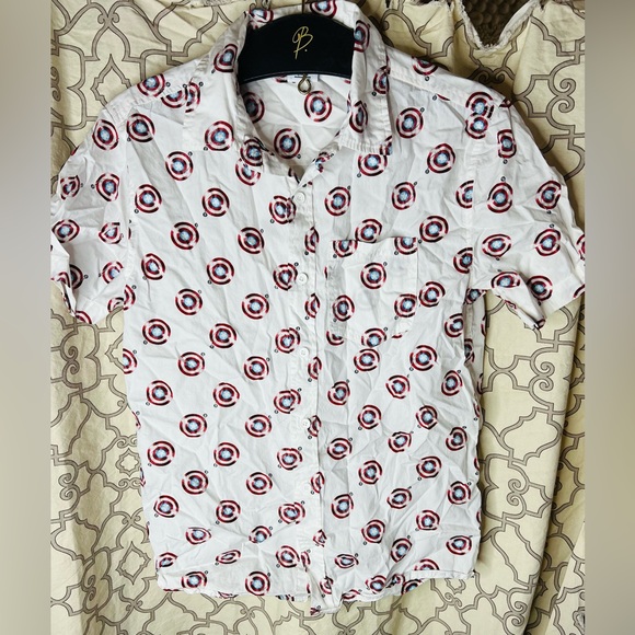 Marvel | Shirts | Marvel Avengers Captain America White 0 Cotton Button ...